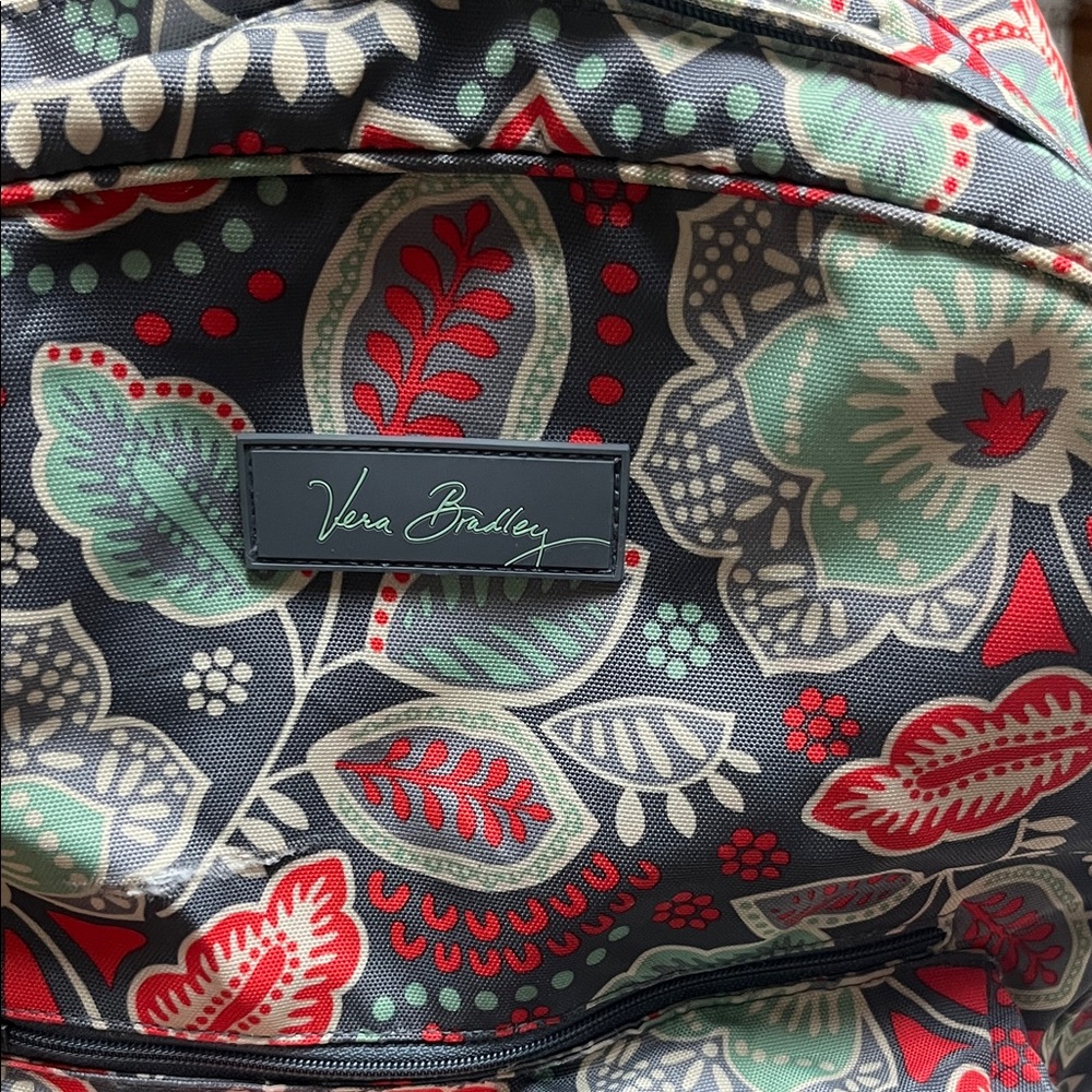 Vera Bradley Floral Backpack - Red, Teal, and Gray